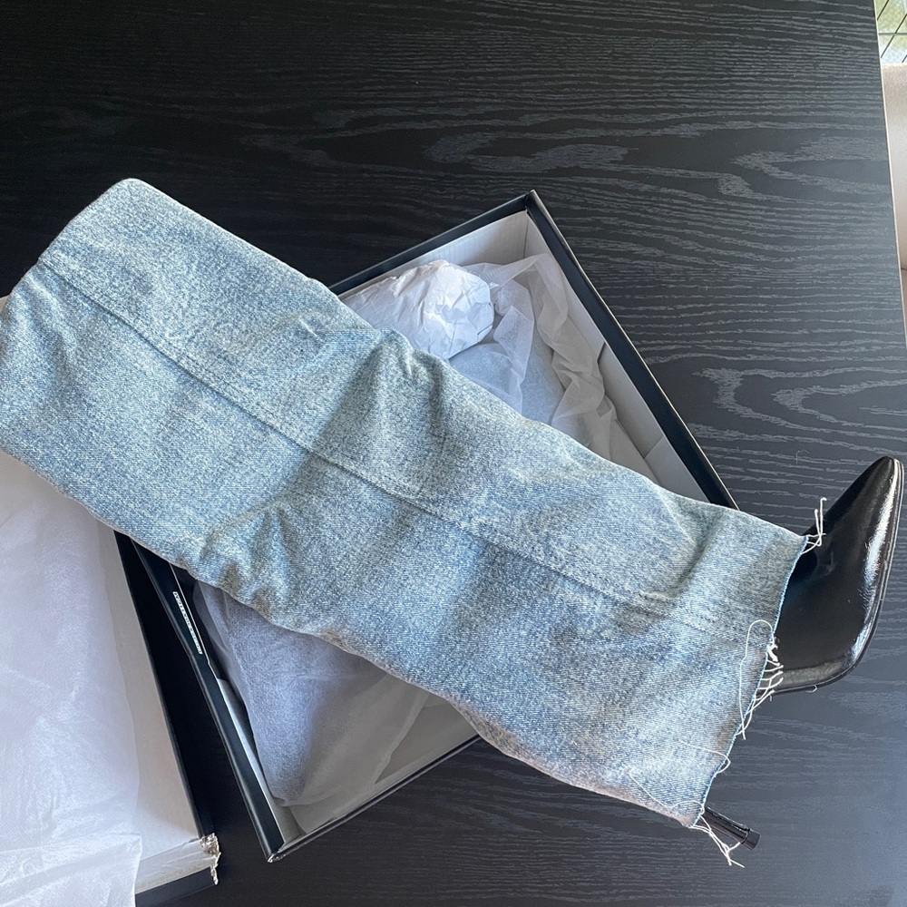 Azalea Wang Denim Heeled Boots